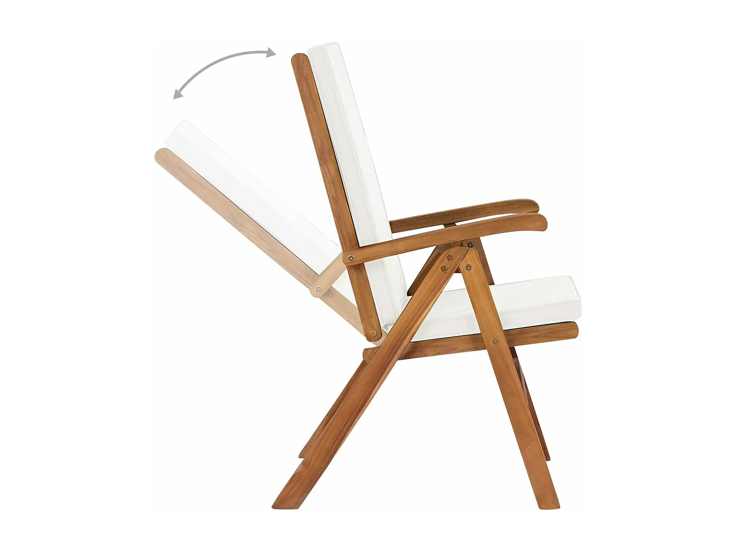Chaises inclinables lot de 2 avec coussins Teck solide Crème