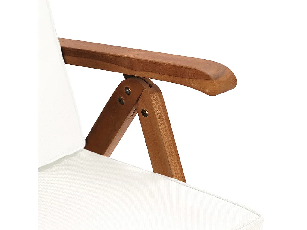 Chaises inclinables lot de 2 avec coussins Teck solide Crème