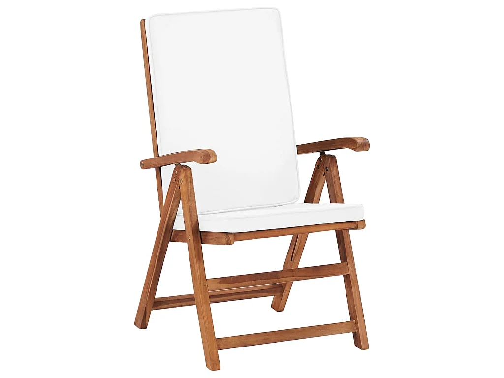 Chaises inclinables lot de 2 avec coussins Teck solide Crème