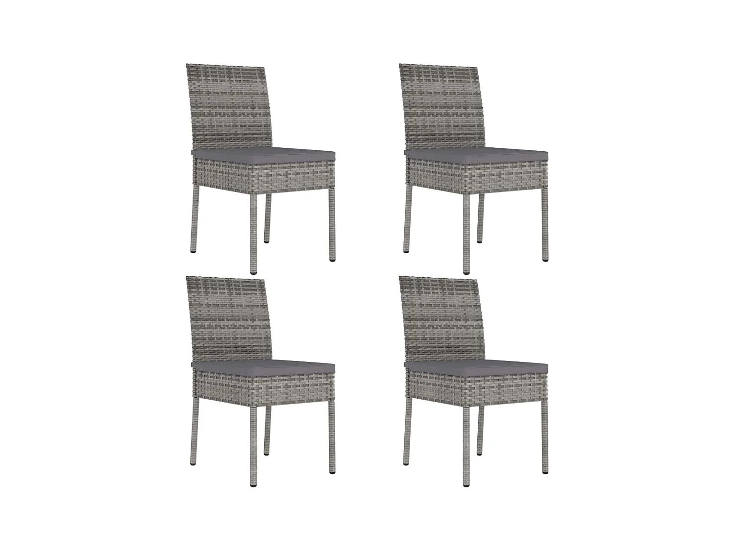 Chaises à manger de jardin lot de 4 Résine tressée Gris