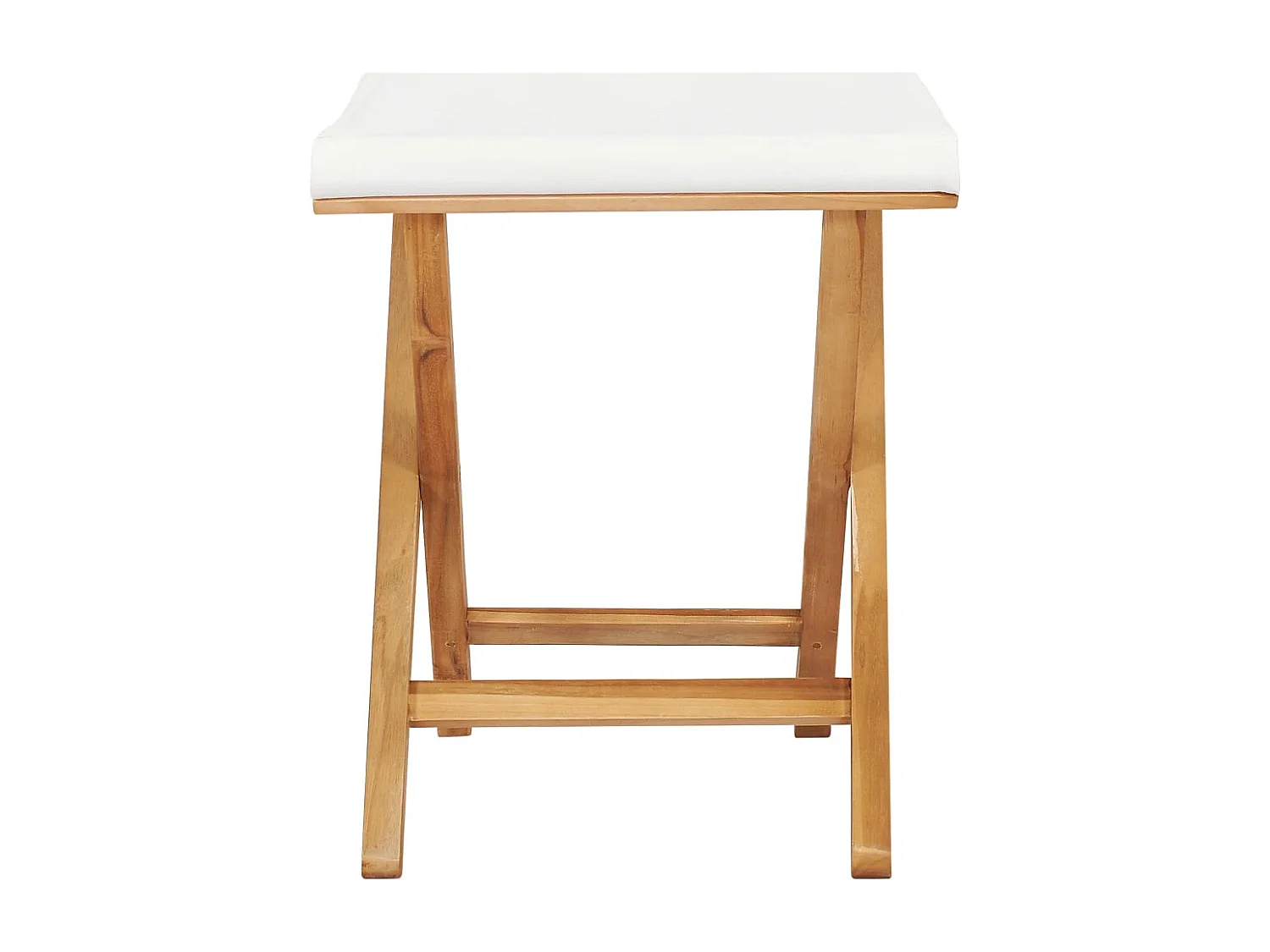 Klappstühle 2 Stk. Teak Massivholz und Stoff Cremeweiß