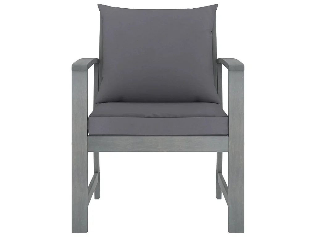 Chaises de jardin lot de 2 avec coussins gris foncé Bois acacia