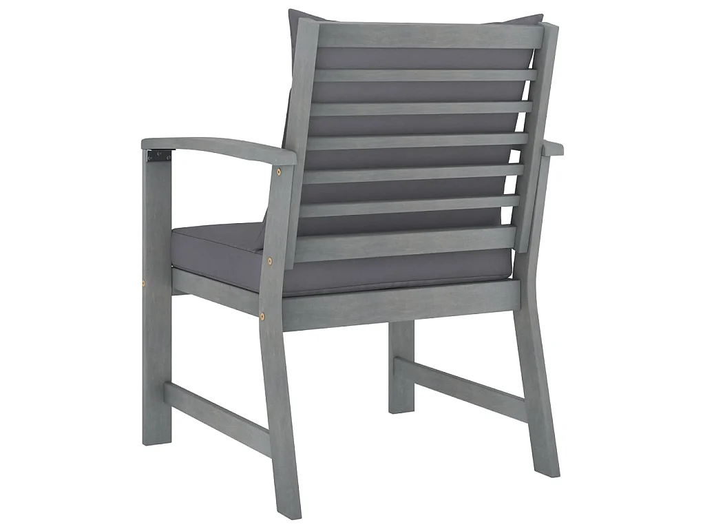 Chaises de jardin lot de 2 avec coussins gris foncé Bois acacia