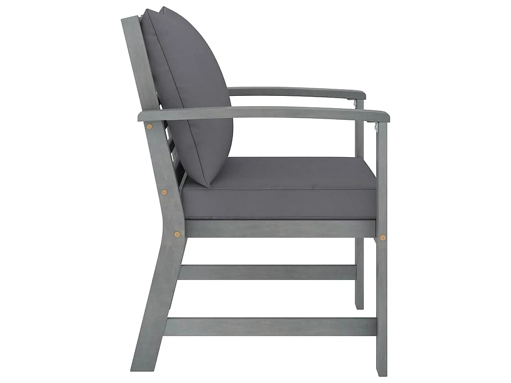 Chaises de jardin lot de 2 avec coussins gris foncé Bois acacia
