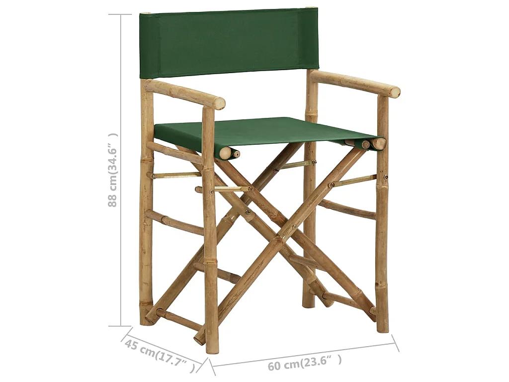 Klappbare Regiestühle 2 Stk. Grün Bambus und Stoff