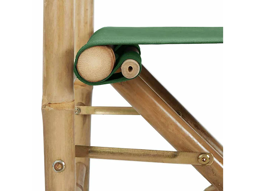 Chaises pliables de directeur lot de 2 Vert Bambou et tissu
