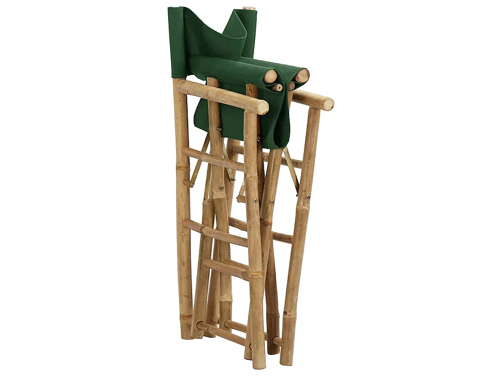 Chaises pliables de directeur lot de 2 Vert Bambou et tissu