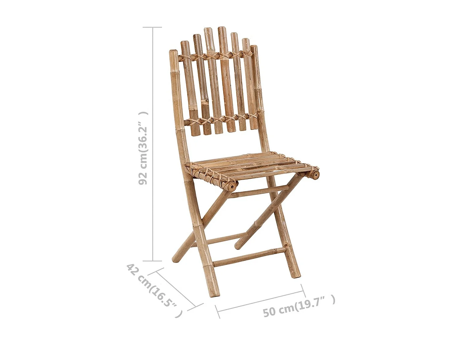 Chaises pliables de jardin lot de 2 avec coussins Bambou
