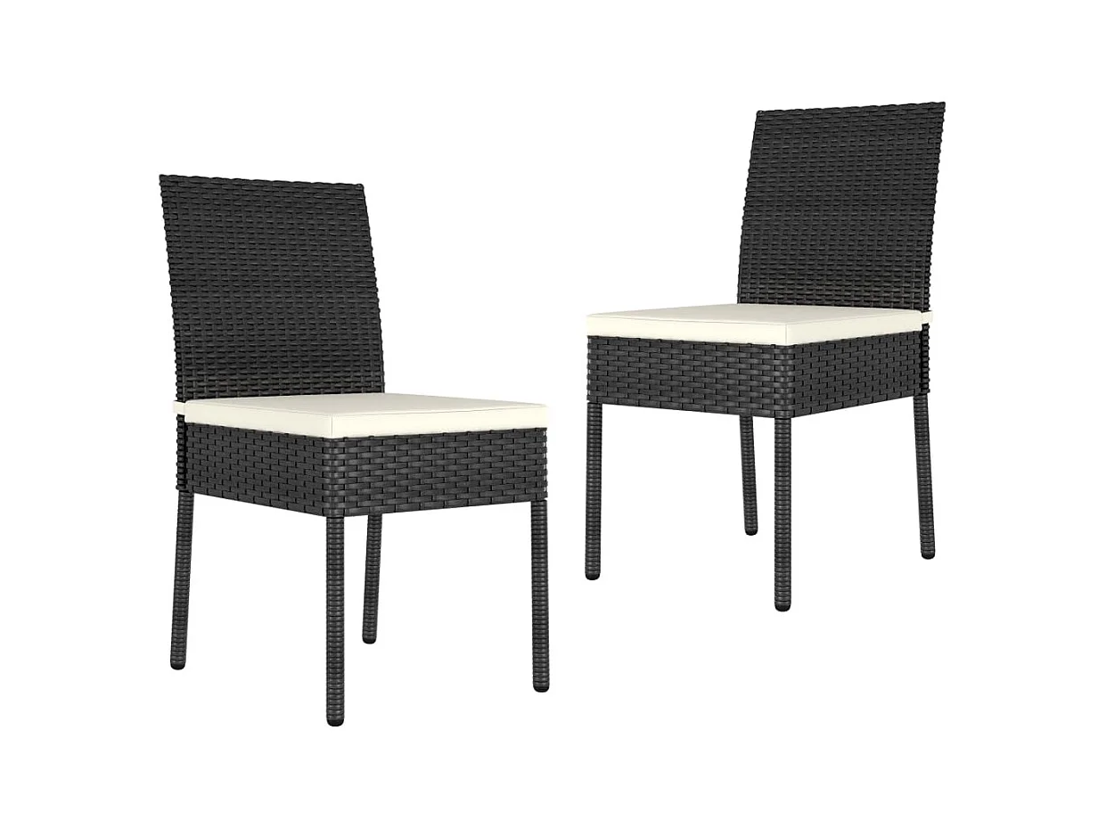 Chaises à manger de jardin lot de 2 Résine tressée Noir