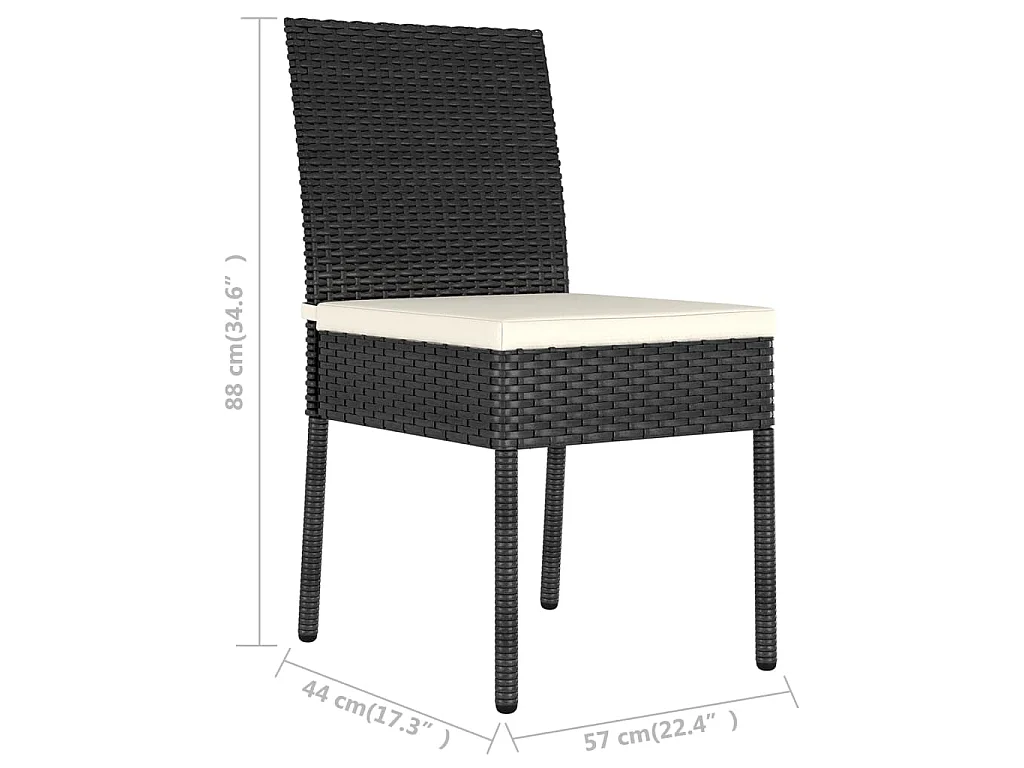 Tuinstoelen 2 st poly rattan zwart
