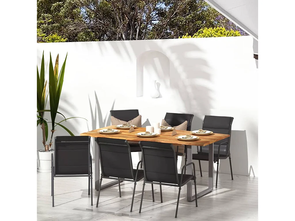 Chaises de jardin lot de 6 Acier et textilène Noir