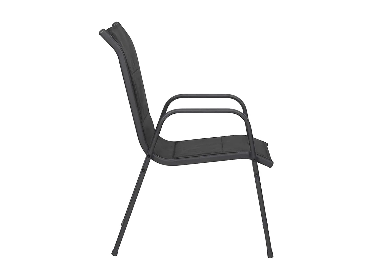 Chaises de jardin lot de 6 Acier et textilène Noir