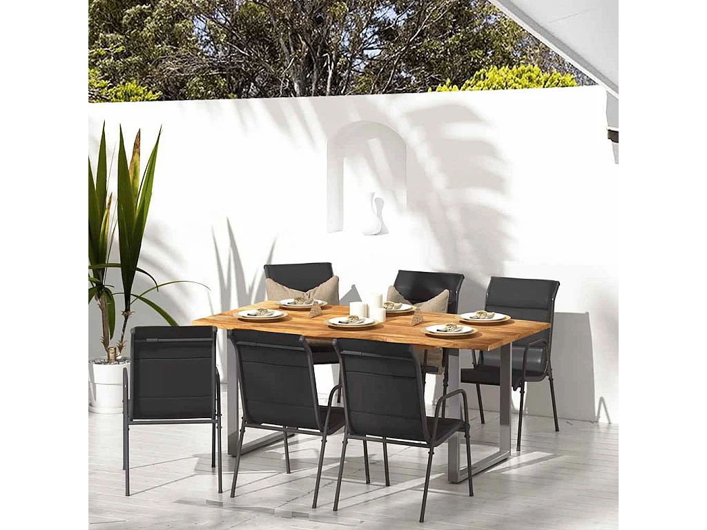 Chaises de jardin lot de 6 Acier et textilène Noir