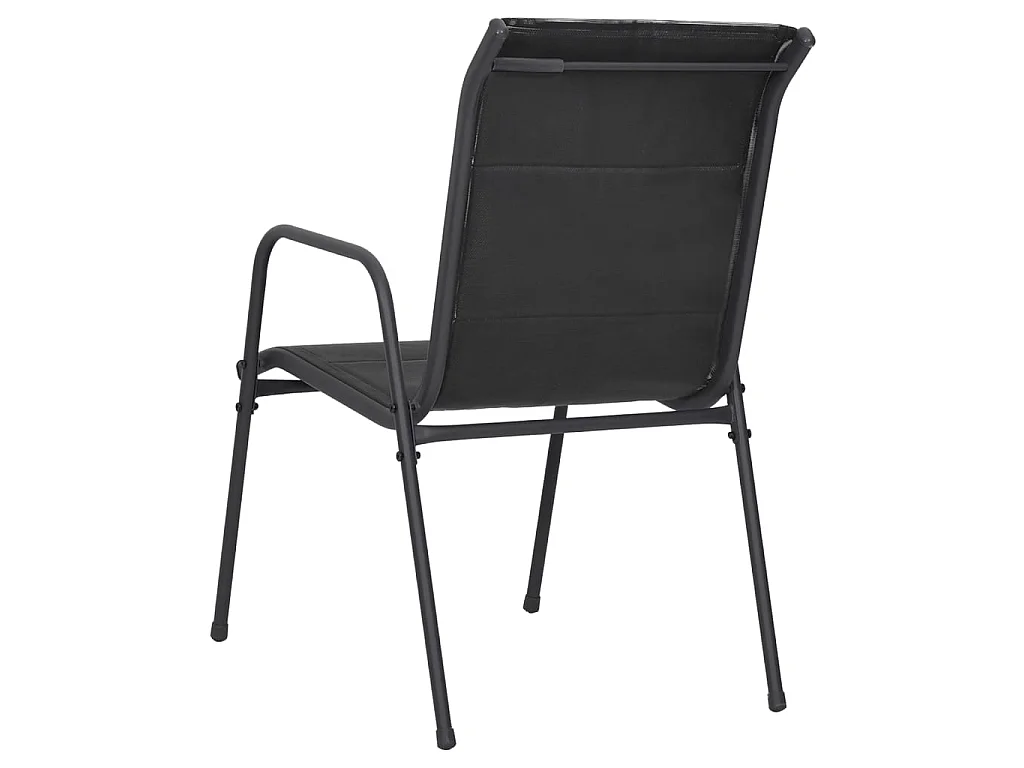 Chaises de jardin lot de 6 Acier et textilène Noir
