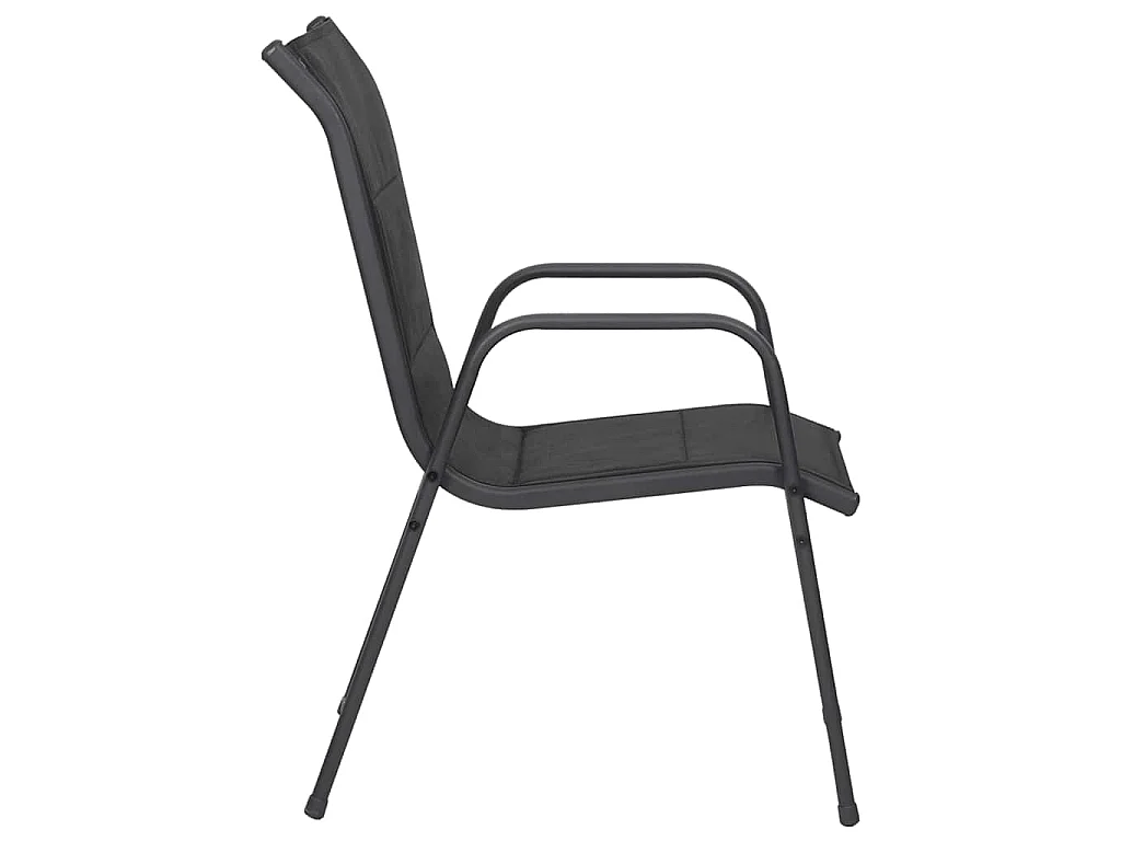 Chaises de jardin lot de 6 Acier et textilène Noir