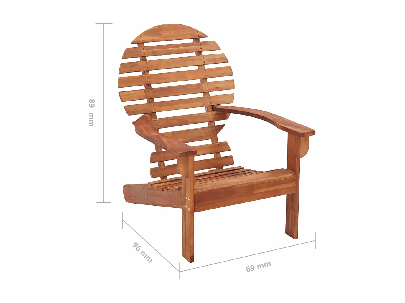 Sedia Adirondack in Legno Massello di Acacia