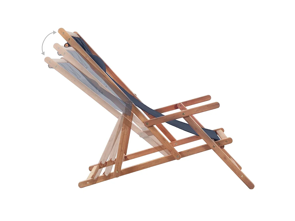 Chaise pliante en tissu et structure en bois bleue