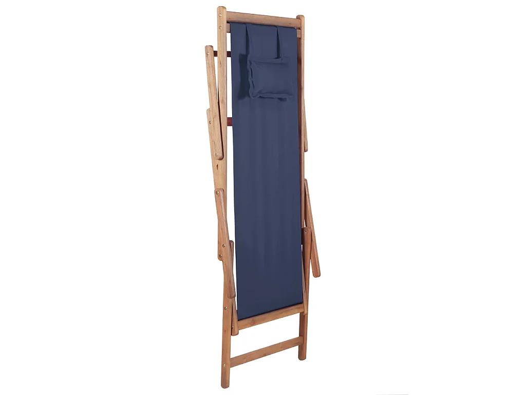 Chaise pliante en tissu et structure en bois bleue