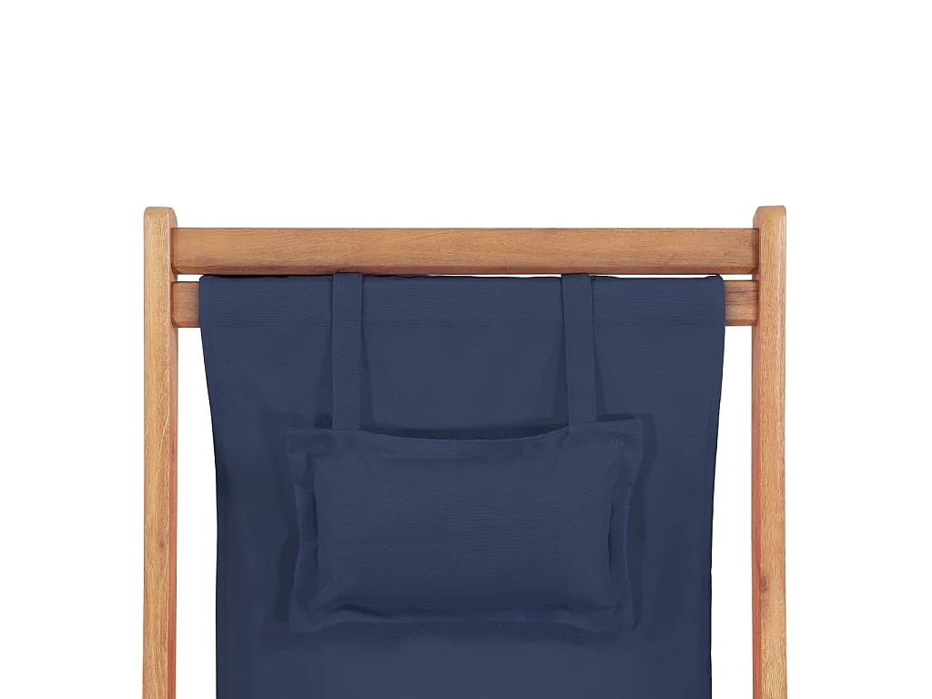 Chaise pliante en tissu et structure en bois bleue