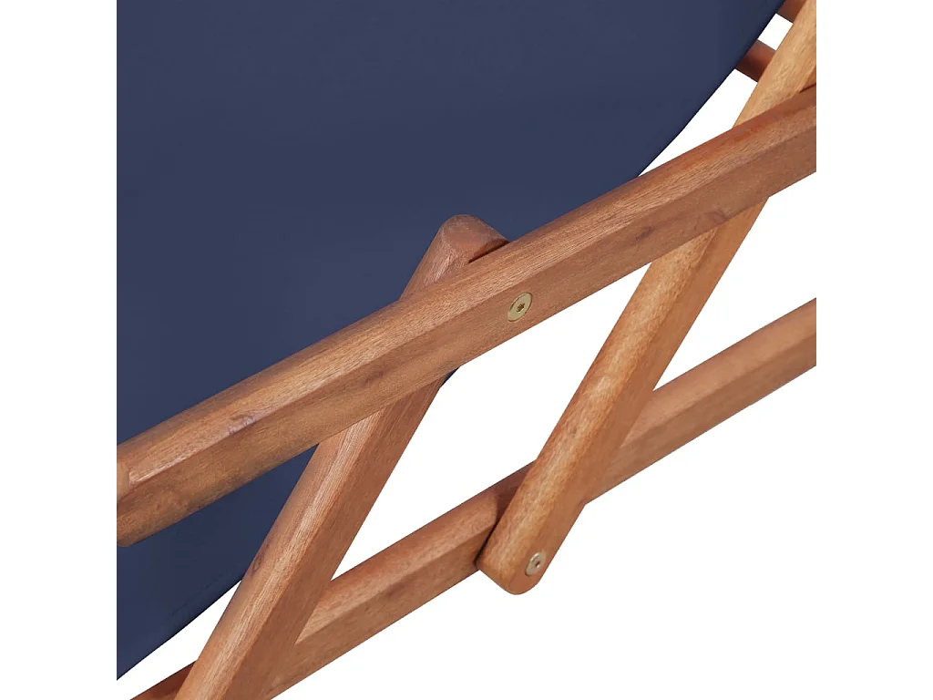 Chaise pliante en tissu et structure en bois bleue