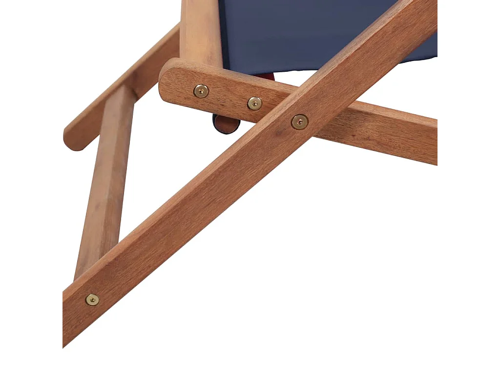 Chaise pliante en tissu et structure en bois bleue