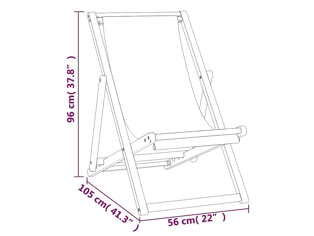 Liegestuhl Teak 56x105x96 cm Creme