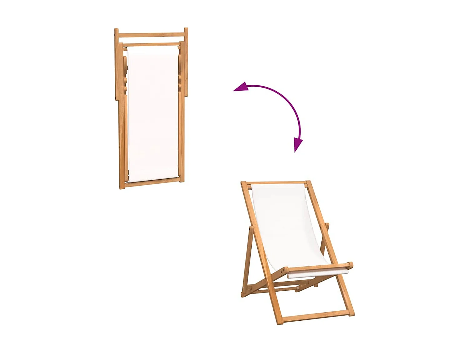 Liegestuhl Teak 56x105x96 cm Creme