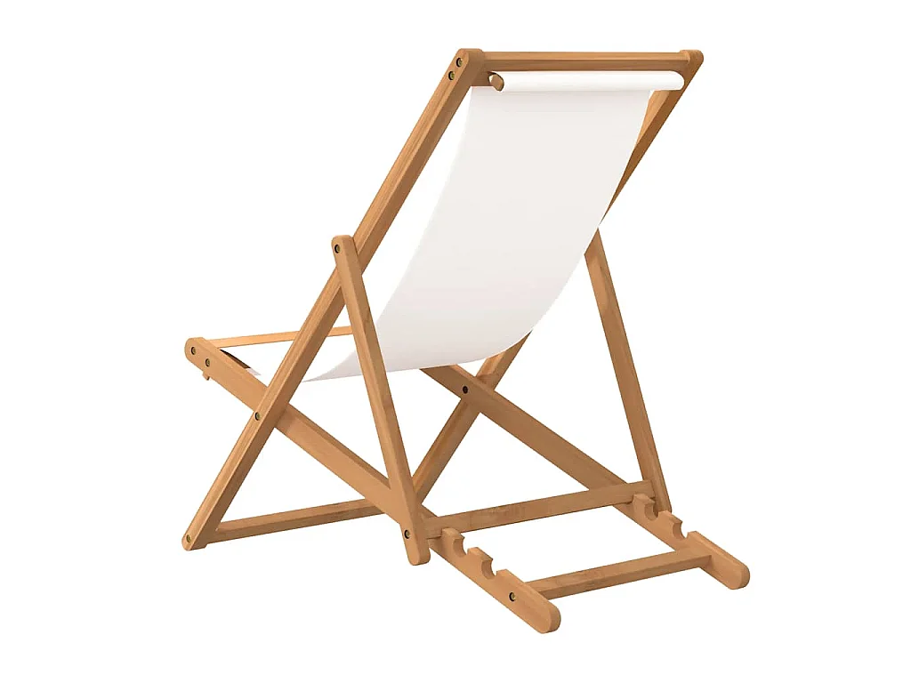 Silla de jardín de teca color crema 56x105x96 cm