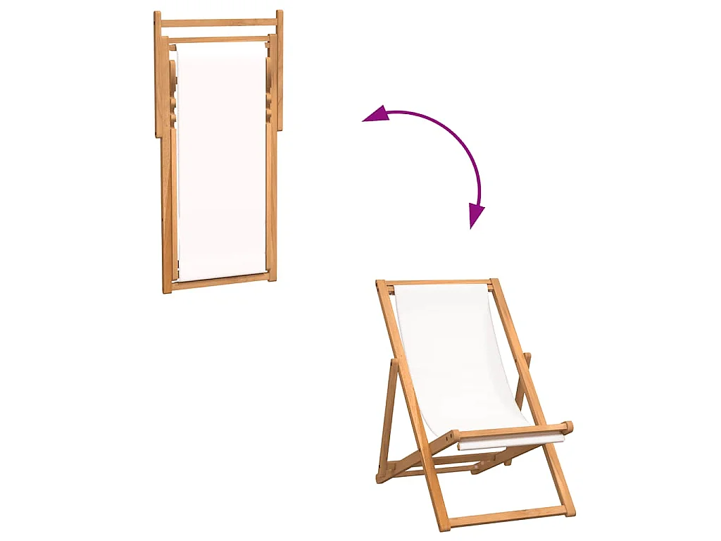 Silla de jardín de teca color crema 56x105x96 cm