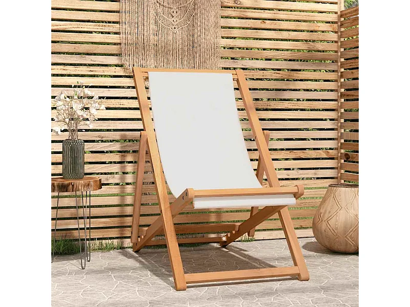 Liegestuhl Teak 56x105x96 cm Creme