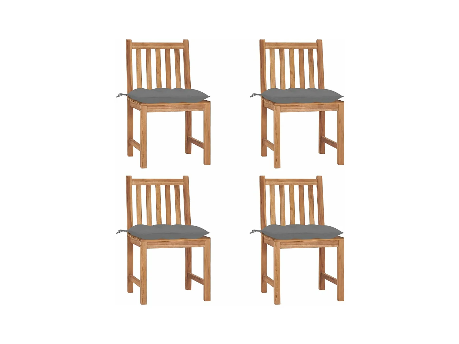 Sedie da Giardino 4 pz con Cuscini in Legno Massello di Teak