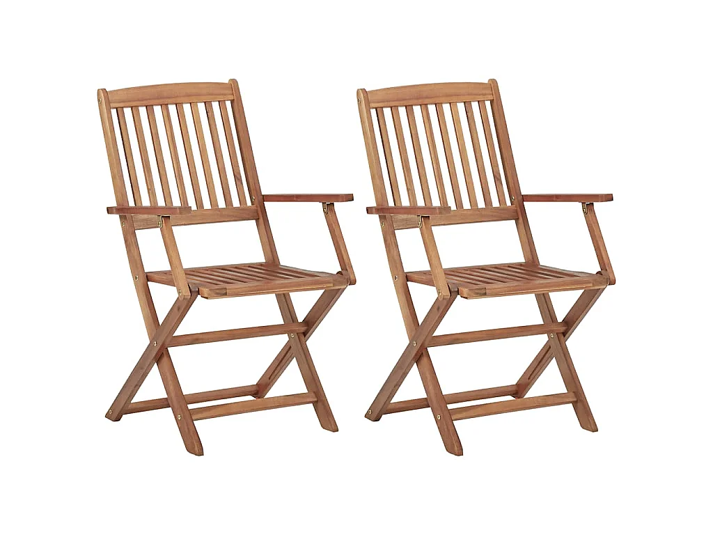 Chaises pliantes 2 pièces en bois d'acacia massif