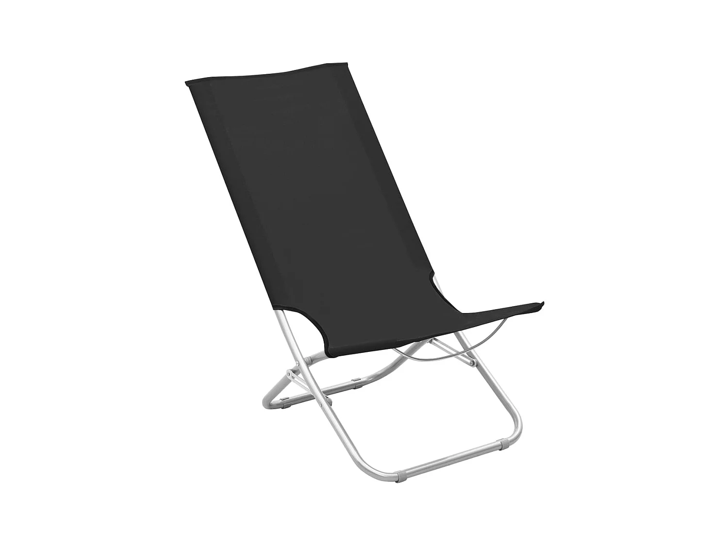 Chaises de plage pliables lot de 2 Noir Tissu