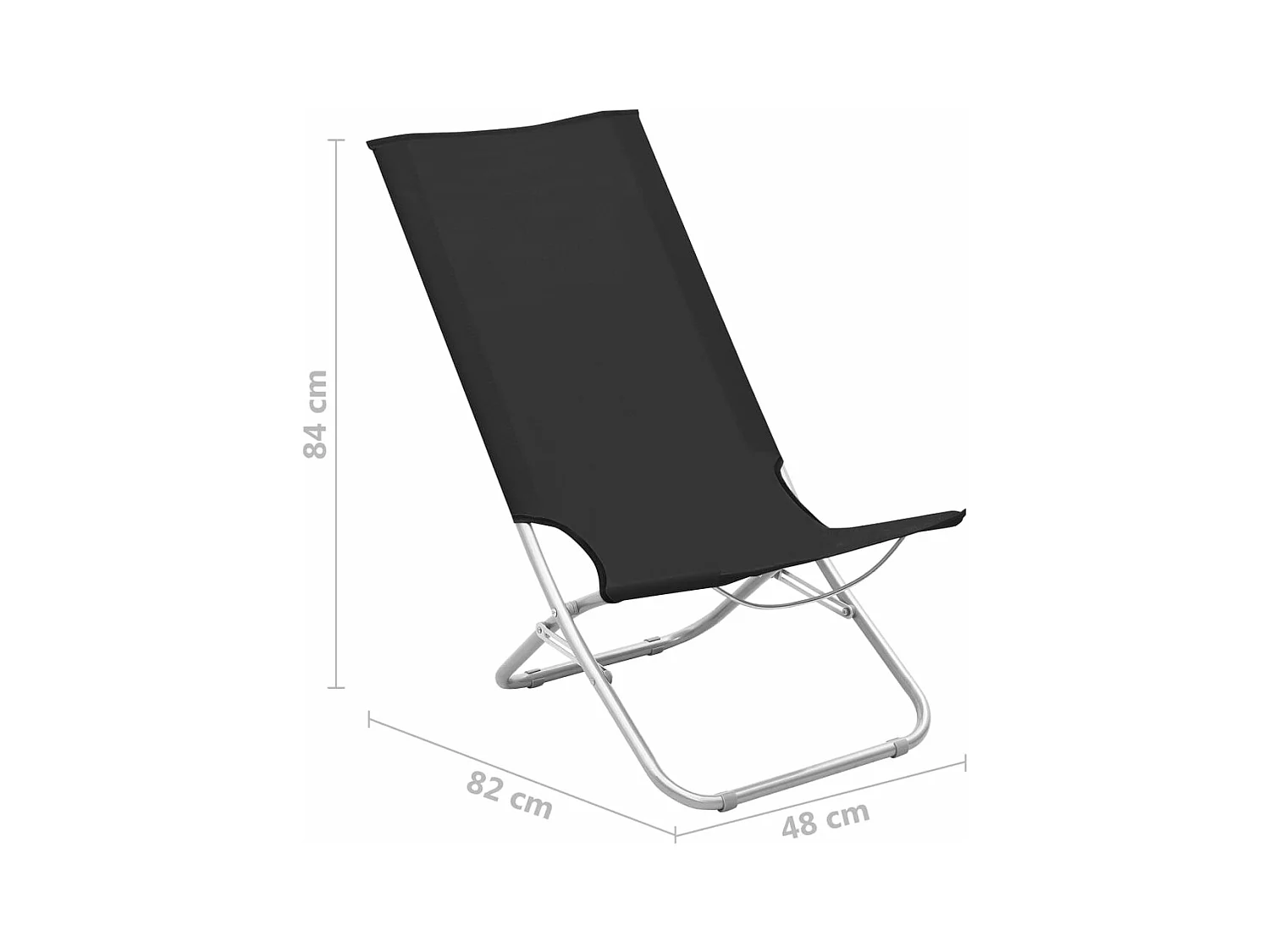 Chaises de plage pliables lot de 2 Noir Tissu