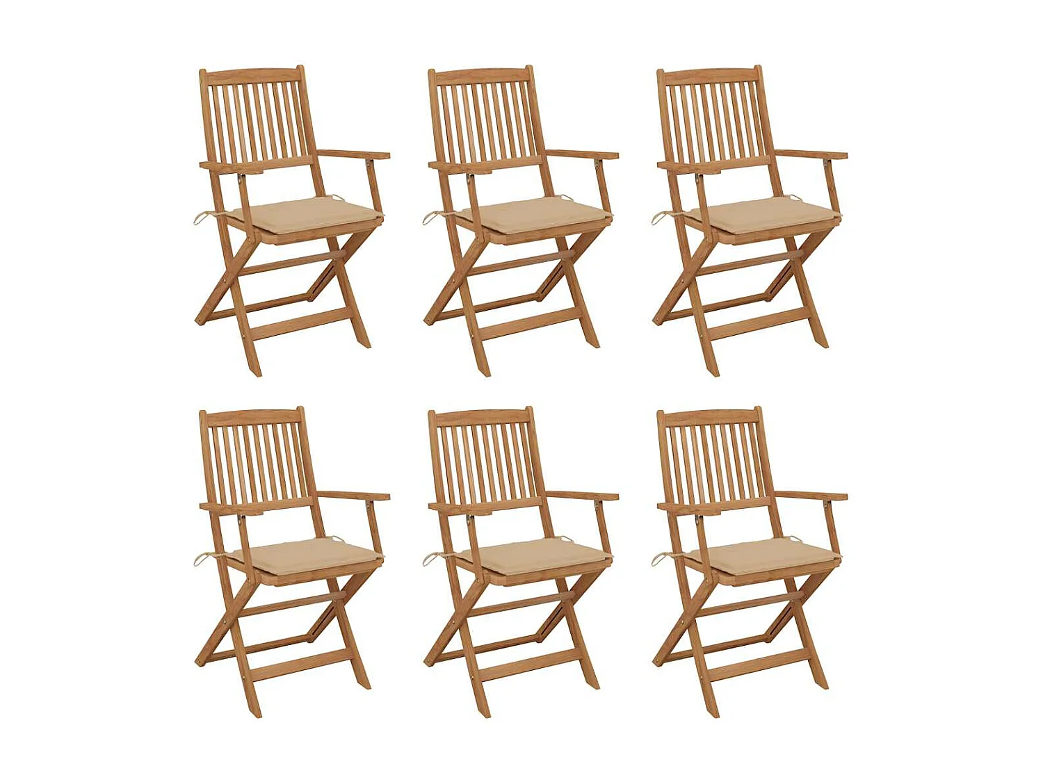 Cadeiras de jardim dobráveis c/ almofadões 6 pcs acácia maciça