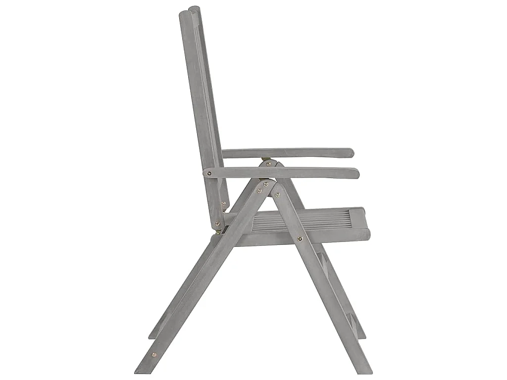 Verstelbare klapstoelen, 2 stuks, grijs, massief acaciahout