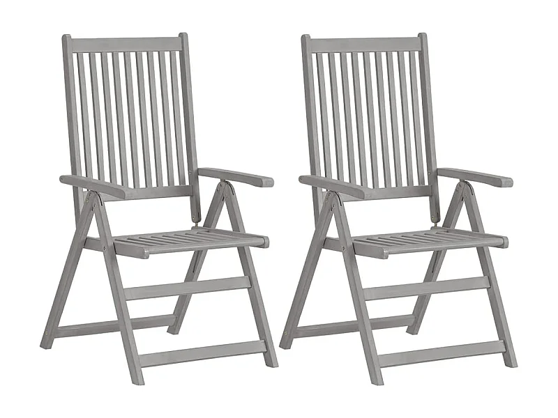 Chaises inclinables de jardin lot de 2 Gris Bois solide acacia