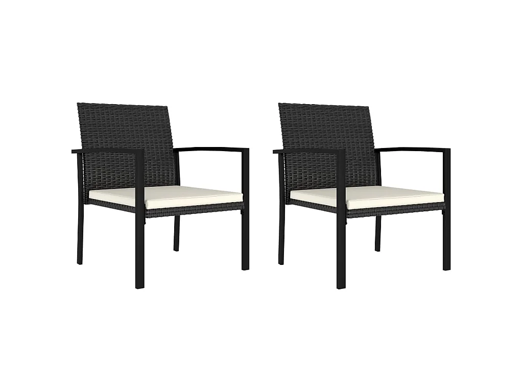 Chaises à manger de jardin lot de 2 Résine tressée Noir