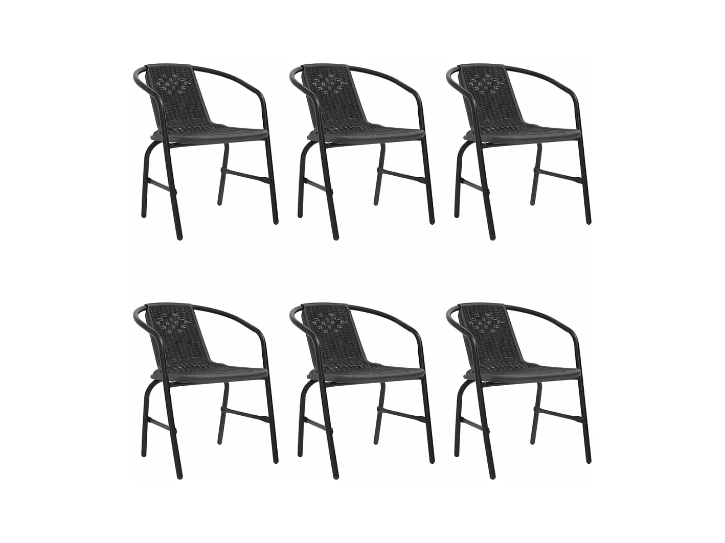 Chaises de jardin lot de 6 Rotin plastique et acier 110 kg