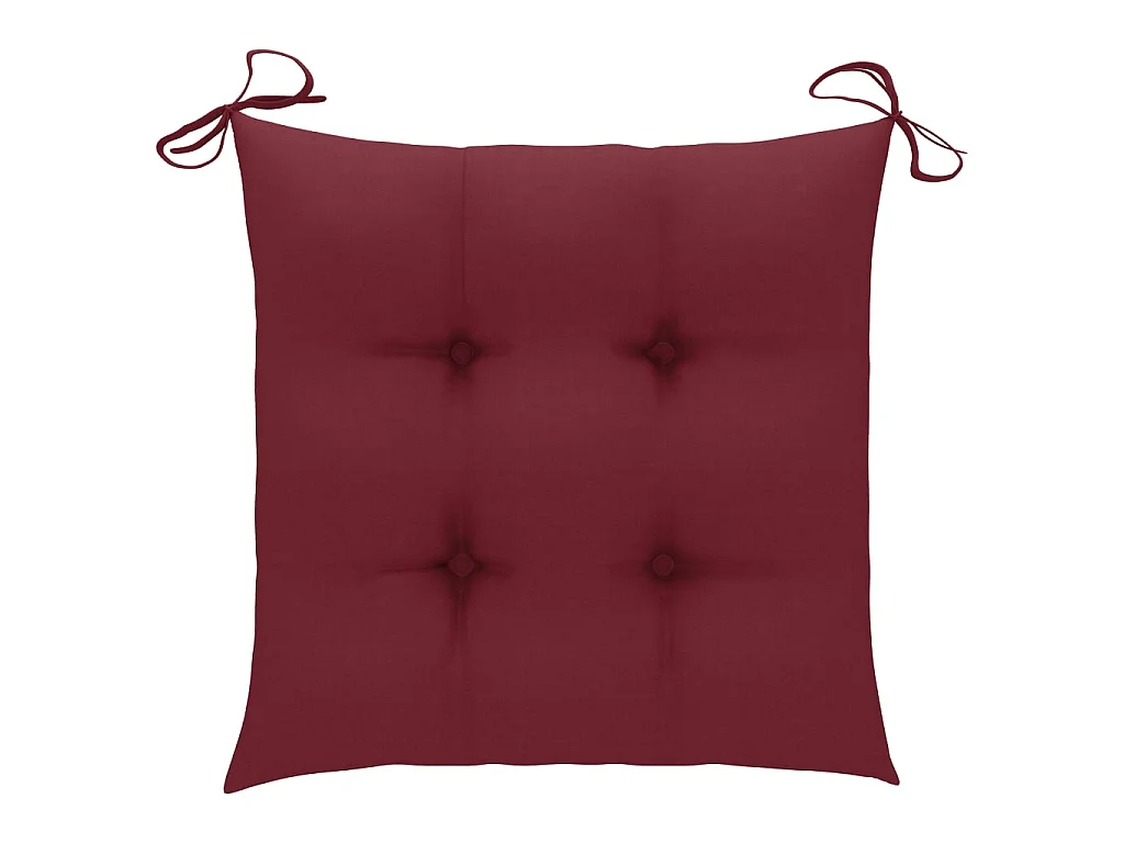 Sedie pieghevoli con cuscini color rosso vino, 6 pezzi, in legno massello di teak.