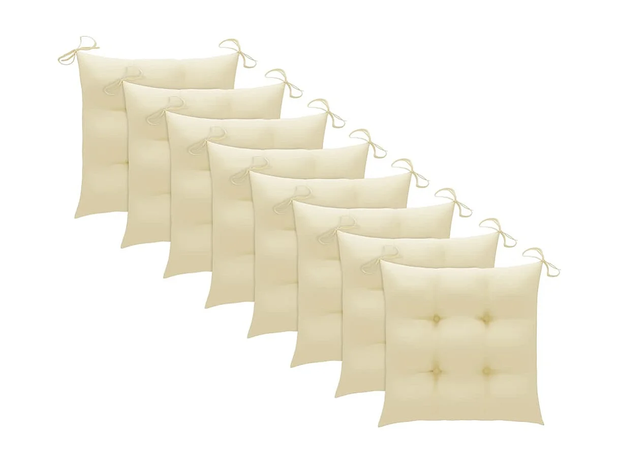 Chaises pliables de jardin avec coussins lot de 8 Teck solide