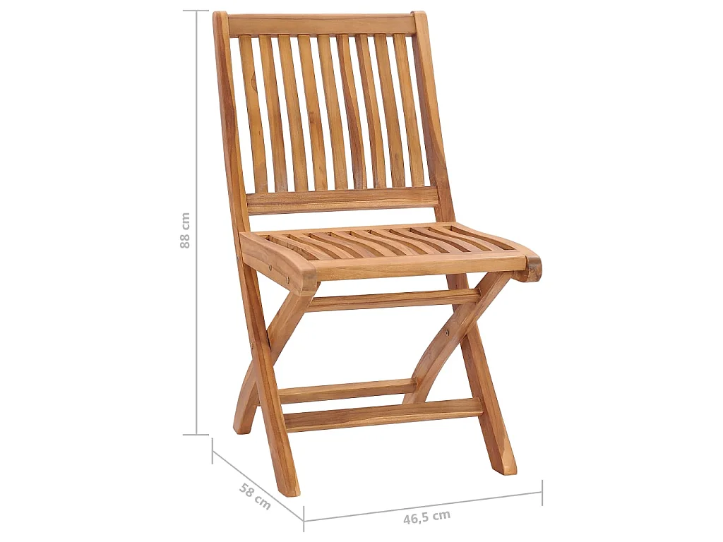 Chaises pliantes avec coussins, 8 pièces, en teck massif