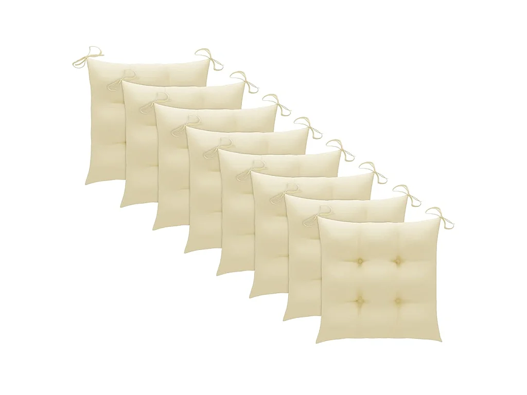 Chaises pliantes avec coussins, 8 pièces, en teck massif