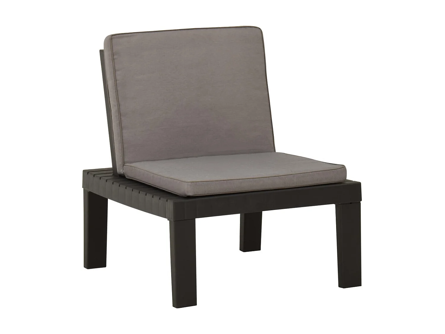 Chaise de salon de jardin avec coussin Plastique Gris