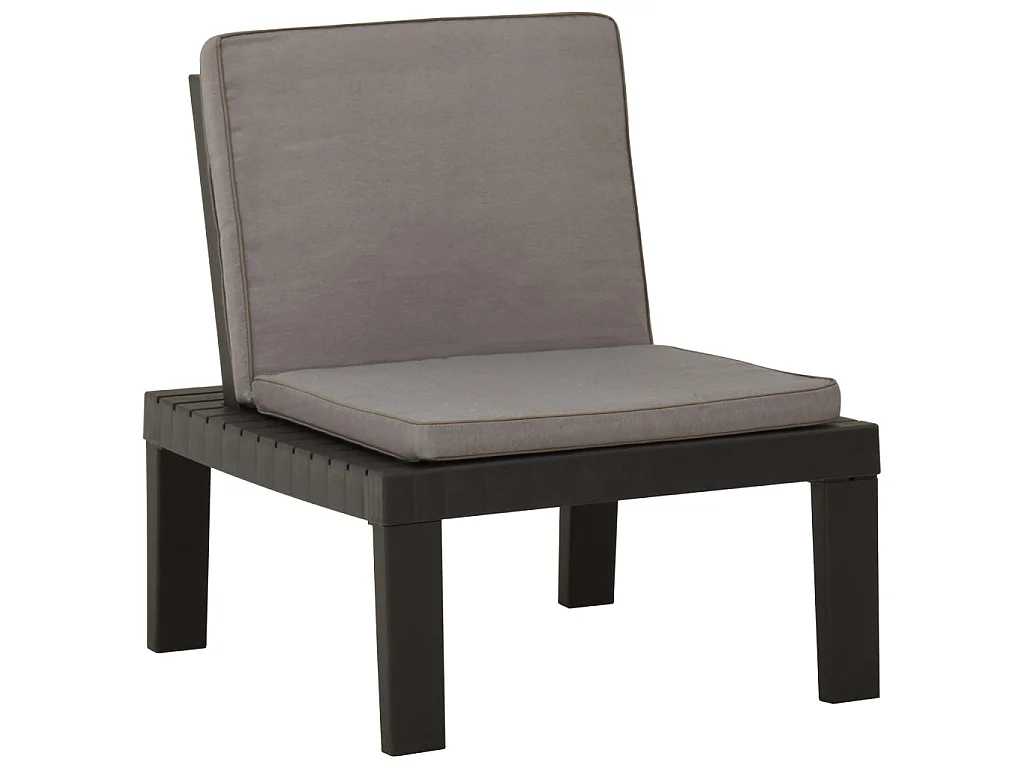 Loungestoel met kussen kunststof grijs