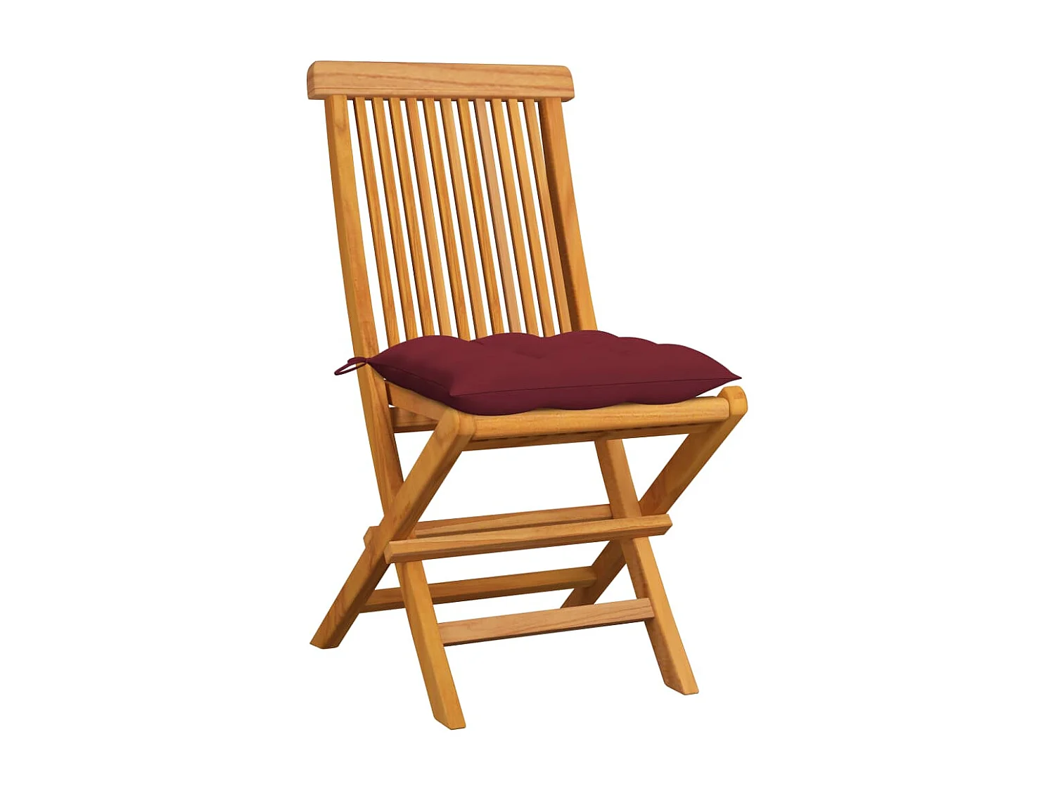 Chaises de jardin avec coussins rouge bordeaux lot de 6 Teck