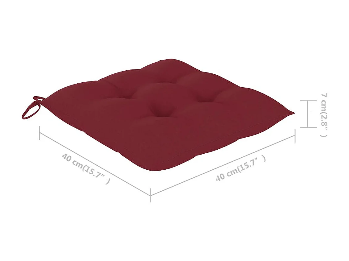 Chaises de jardin avec coussins rouge bordeaux lot de 6 Teck