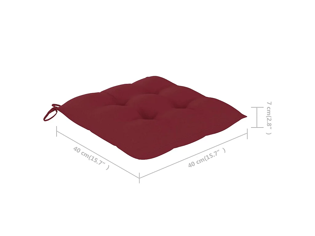 Chaises pliantes avec coussins rouge vin, 6 pièces, en teck massif