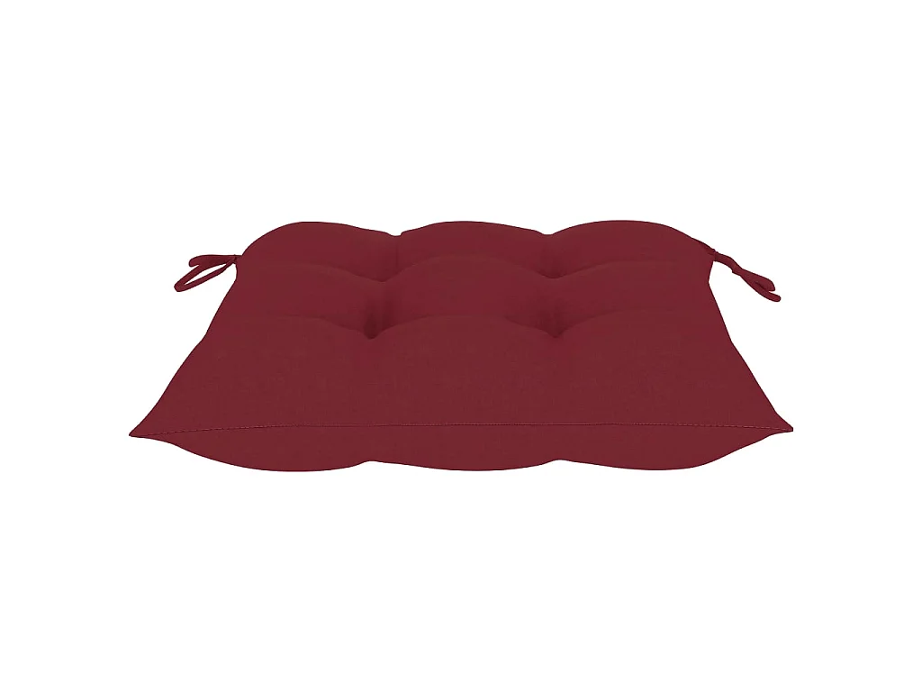 Chaises pliantes avec coussins rouge vin, 6 pièces, en teck massif