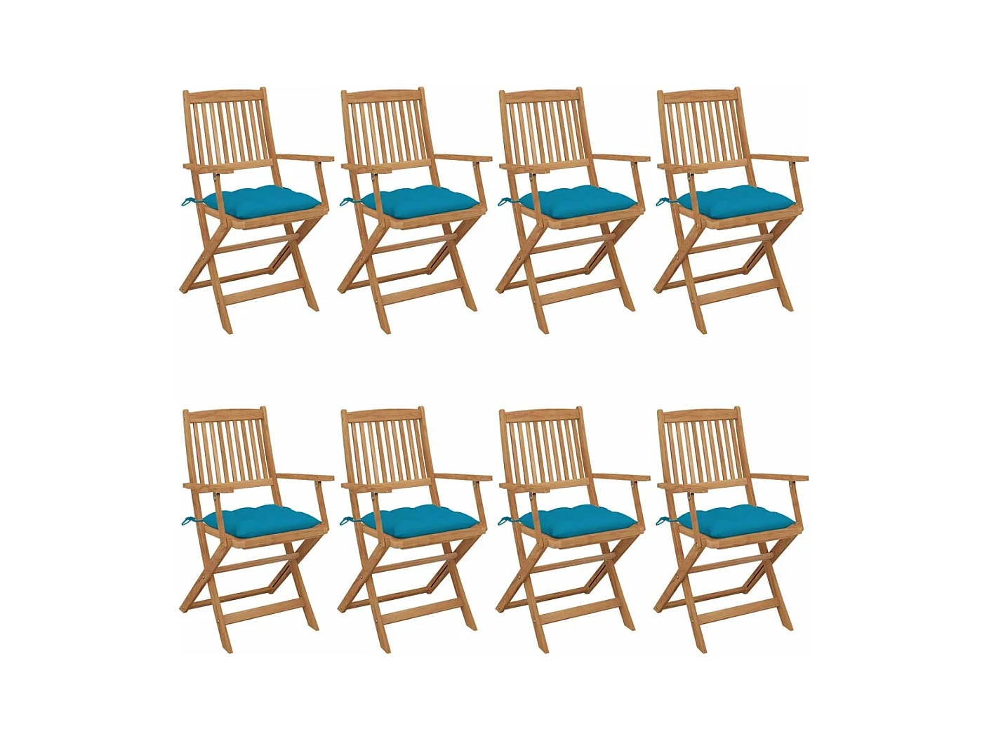 Tuinstoelen 8 st inklapbaar met kussens massief acaciahout